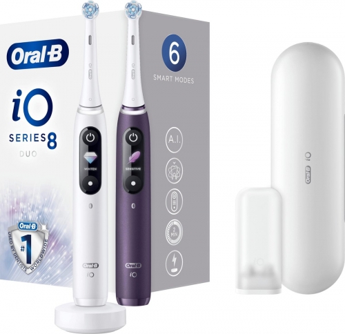 Periuta de dinti electrica Oral-B iO 8 DUO, Alb/Violet