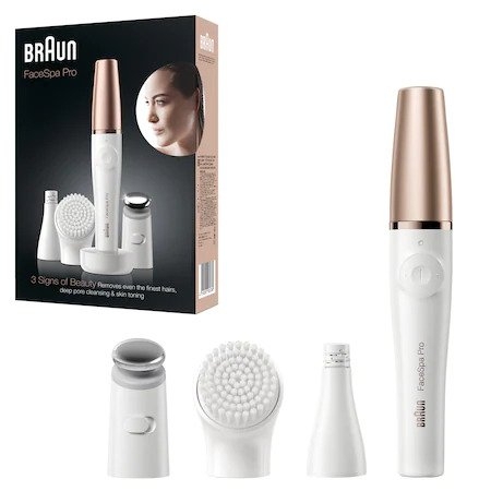 Epilator Facial, Braun FaceSpa Pro, Alb/Auriu