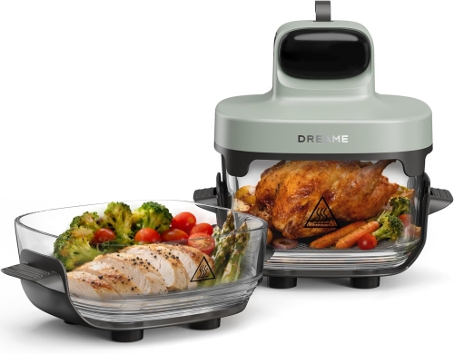 Friteuză Dreame Tasti AirFryer 5-in-1, cu două recipiente 2, 5L + 4, 5L, sticlă borosilicată 6mm, portabilă, 1500W
