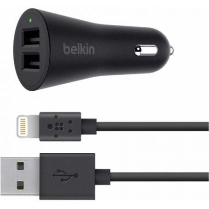 Incarcator auto Belkin, 24W, USB-A la Lightning, 1.2m, Negru