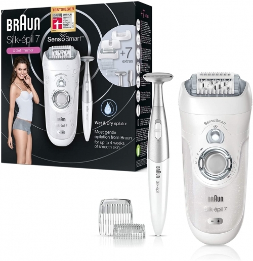 Epilator Braun Silk Epil 7890 + trimmer, Alb/Mov