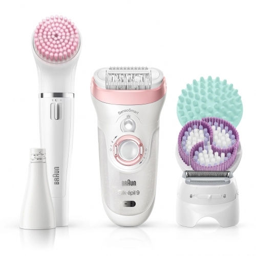 Set epilator Silk-epil 9 9995 Premium Beauty Set, Alb/Roz