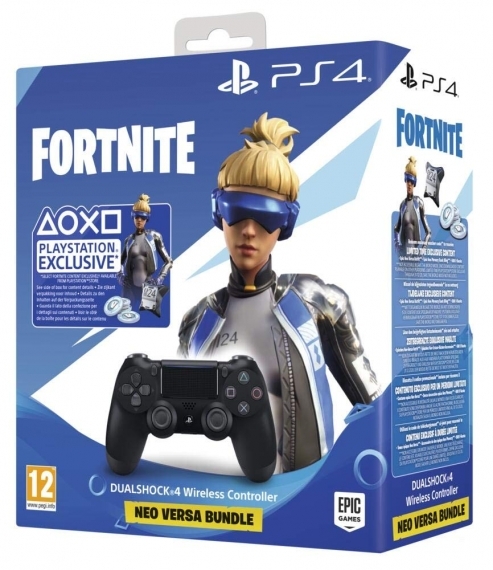 Controller Sony DualShock 4 V2 pentru PS4, Fortnite Neo Versa Bundle, Negru