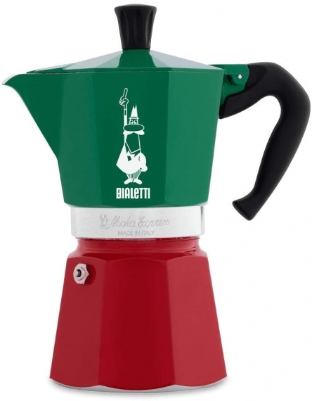 Cafetiera Bialetti Moka Express Italia, 6 cesti, 270 ml, Rosu/Verde