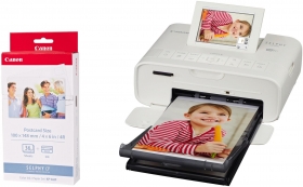 Imprimanta foto Canon Selphy CP1300 + hartie de printat KP-36, WiFi, Alb