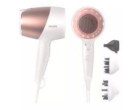 Uscator de par Philips Prestige BHD827/00, Senzor SenseIQ, 1800 W, Alb/Rose Gold