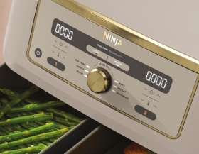 Friteuză cu aer cald Ninja Foodi Pro DualZone, 2470W, 9.5L, 2 cosuri de 4.75L, gri/auriu