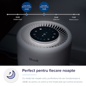 Purificator de Aer Smart Levoit Core 200S Wi-Fi, Filtru 3 in 1 True HEPA, Alb