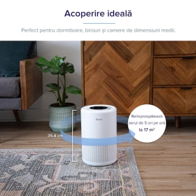Purificator de Aer Smart Levoit Core 200S Wi-Fi, Filtru 3 in 1 True HEPA, Alb