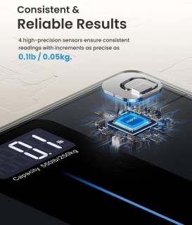 Cantar corporal Renhpo Personal Scale, max 250 KG, display mare, suprafata 30x33 cm, Negru