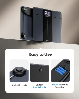 Cantar corporal Renhpo Personal Scale, max 250 KG, display mare, suprafata 30x33 cm, Negru