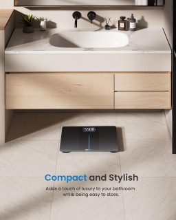 Cantar corporal Renhpo Personal Scale, max 250 KG, display mare, suprafata 30x33 cm, Negru