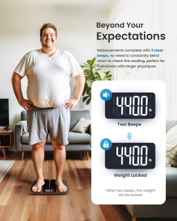 Cantar corporal Renhpo Personal Scale, max 250 KG, display mare, suprafata 30x33 cm, Negru