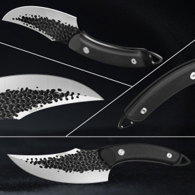 Cutit profesional Shan Zu Rhino, 15 cm, cu teaca din piele, Negru