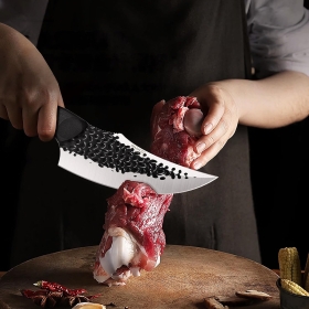 Cutit profesional Shan Zu Rhino, 15 cm, cu teaca din piele, Negru