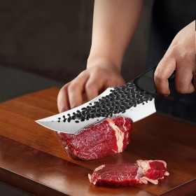 Cutit profesional Shan Zu Rhino, 15 cm, cu teaca din piele, Negru