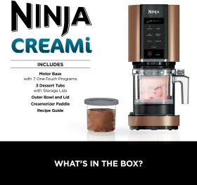 Aparat pentru inghetata Ninja CREAMi, 800 W, 1.4 l, 7 programe, 3 recipiente, Cupru