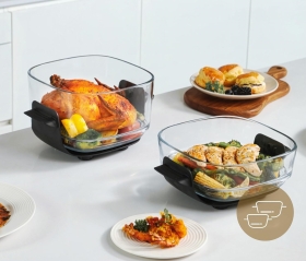 Friteuză Dreame Tasti AirFryer 5-in-1, cu două recipiente 2, 5L + 4, 5L, sticlă borosilicată 6mm, portabilă, 1500W