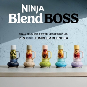 Blender portabil 2-in-1 Ninja BlendBoss, 710ml, 1100W, cana detasabila, 3 programe automate, Stone