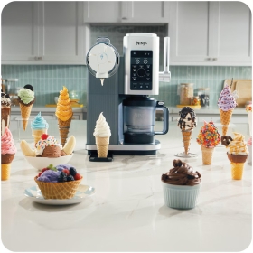 Aparat inghetata la cornet Ninja CREAMi Swirl NC701EU, 13 programe, 2 boluri 480 ml, Gri