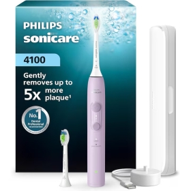 Periuta de dinti electrica Philips Sonicare Seria 4000, 2 capete incluse, Senzor de presiune, 4 setari de curatare, Easy Start, Smart Timer, carcasa transport, Mov