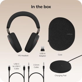 Casti PC Wireless JABRA Evolve3 85, Microfon, Noise Cancellation, Bluetooth, AI Voice Call, baterie 25h, baza incarcare