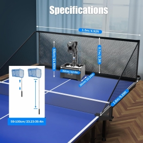 Robot de tenis de masa, viteza ajustabila, suport racheta retractabil, capacitate 100 mingi, material ABS durabil, 12x10x8 in