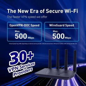 Router Wireless GL.iNet GL-MT6000, Dual Band, 2 porturi 2.5G Multi-Gig, 1 port Ethernet, OpenVPN & Wireguard rapid