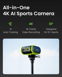 Camera Sport AI XbotGo Falcon 4K, Auto Tracking 360°, Dual Camera, Live Streaming, Stabilizare, 4.5h Autonomie, Verde