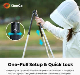 Trepied XbotGo Update T1, înălțime 115 cm, capacitate de încărcare 3 kg, aluminiu ușor, compatibil cu gimbalul XbotGo Chameleon Sport