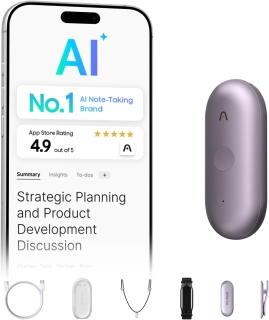 Reportofon AI Plaud NotePin S 64GB, Bluetooth 5, autonomie 20h, ultra-compact, mov
