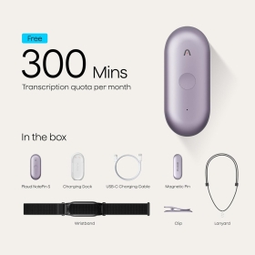 Reportofon AI Plaud NotePin S 64GB, Bluetooth 5, autonomie 20h, ultra-compact, mov