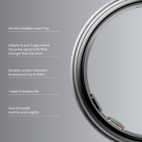 Oura Ring 5 Brushed Silver Smart Ring, Marimea 7, Titan, Bluetooth, Rezistent la Apa