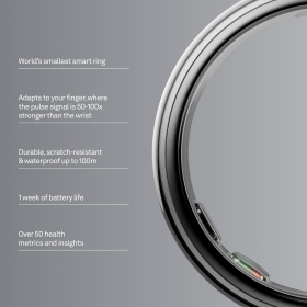 Oura Ring 5 Silver Smart Ring, Titan, Bluetooth, Rezistent la Apa
