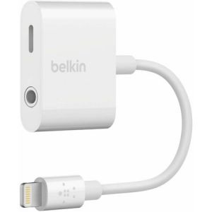 Adaptor Belkin Rockstar, Lightning si audio Jack 3.5mm la Lightning, 2.4A, alb