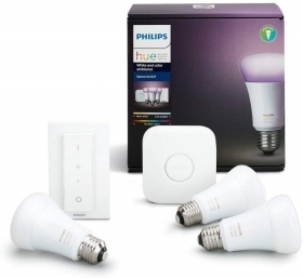 Pachet 3 becuri inteligente LED RGB Philips Hue E27