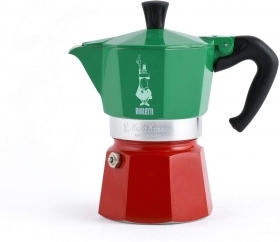 Cafetiera Bialetti Moka Express Italia, 3 cesti, 150 ml, Rosu/Verde